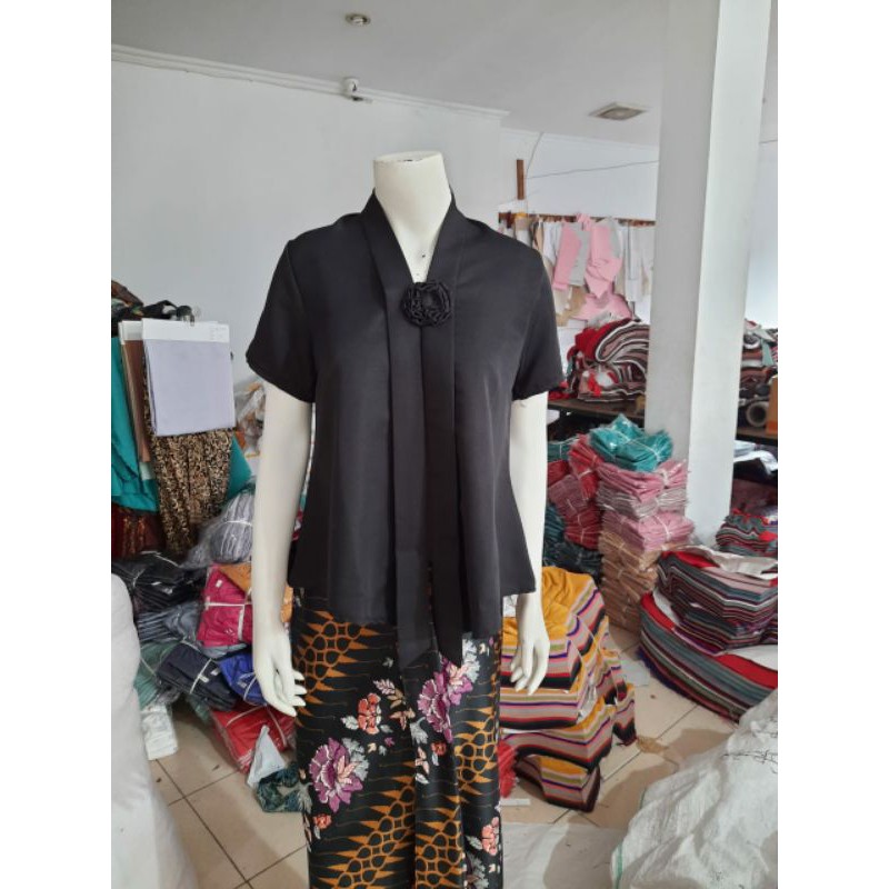(Pd92/100) Kebaya Floy kutubaru kartini encim PENDEK BALOTELI busui KeroncongBusana (PDK)-Hitam