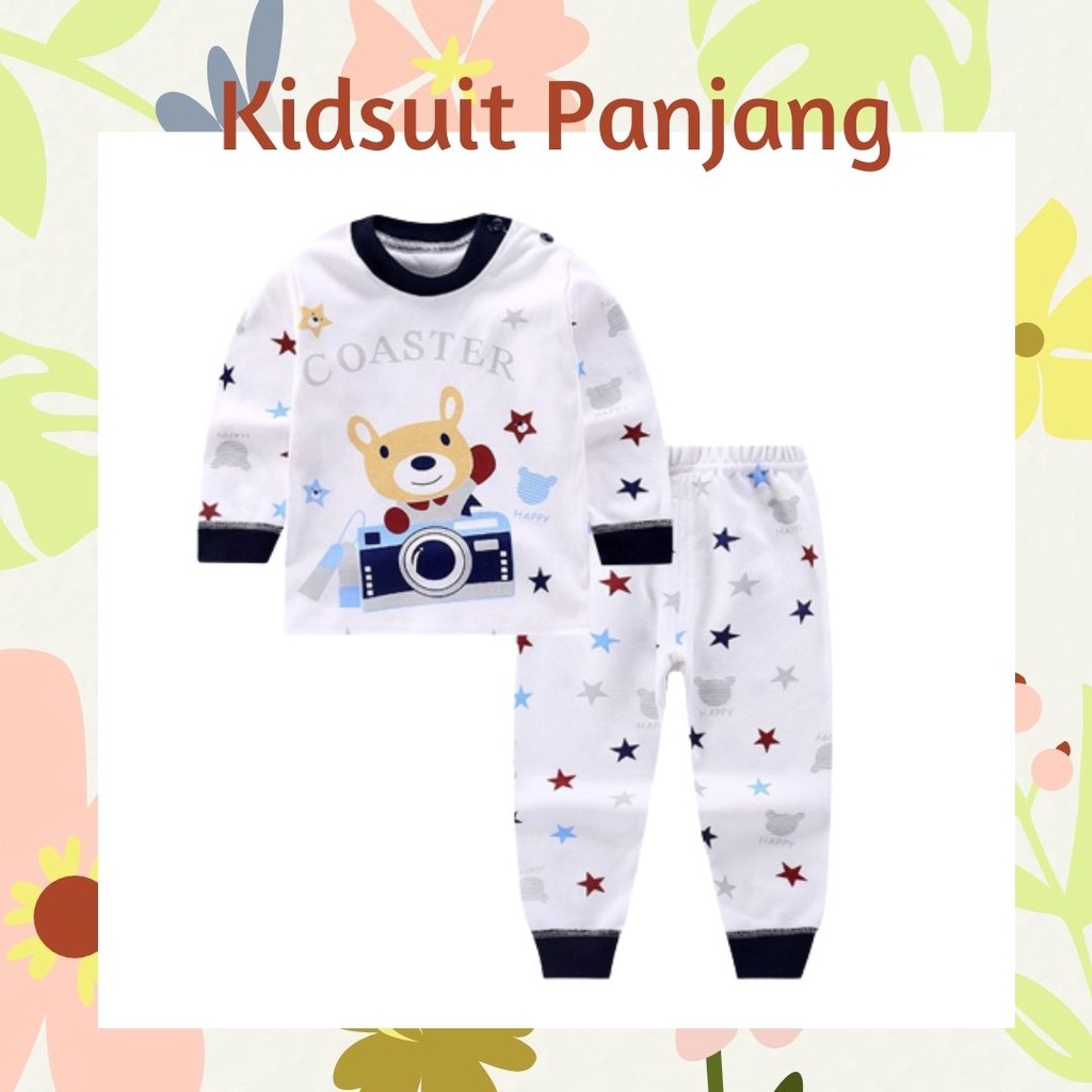 Plazababyku KIDS SUIT PIYAMA PANJANG Setelan Anak Bahan Kaos Celana Berkualitas Import cewek H1A