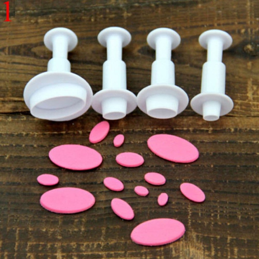 Fondant Plunger Cutter - Cetakan Fondant Oval Shape (4pcs)