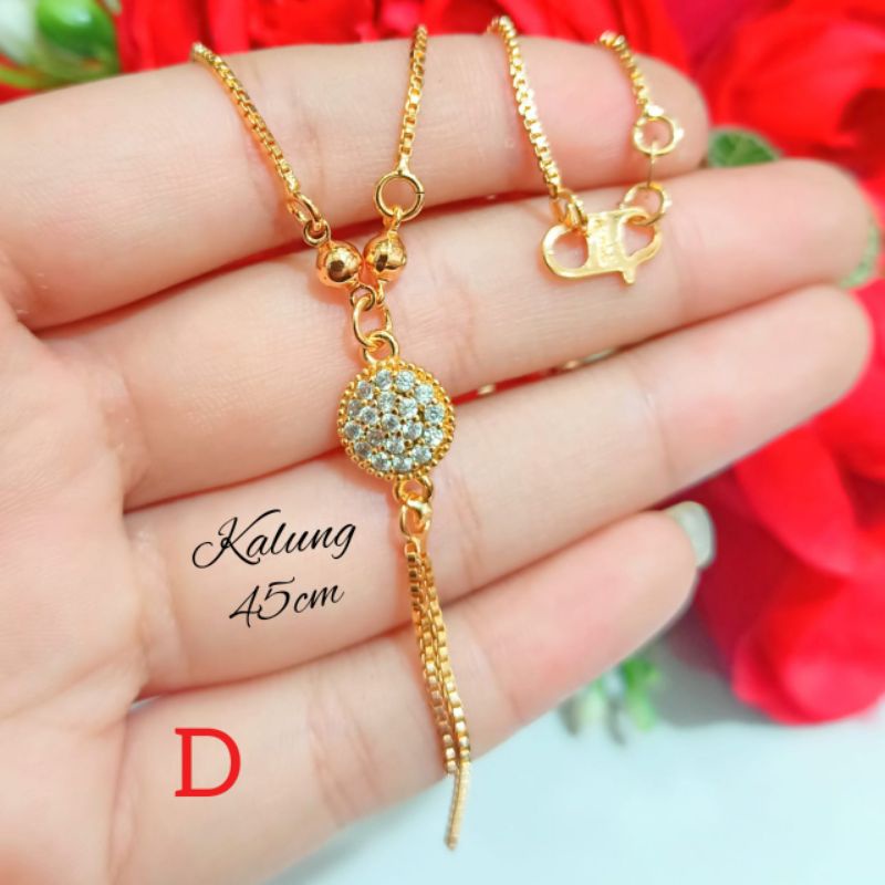 Kalung TITANIUM Koye Dewasa motif elegan anti karat lapis emas Korea