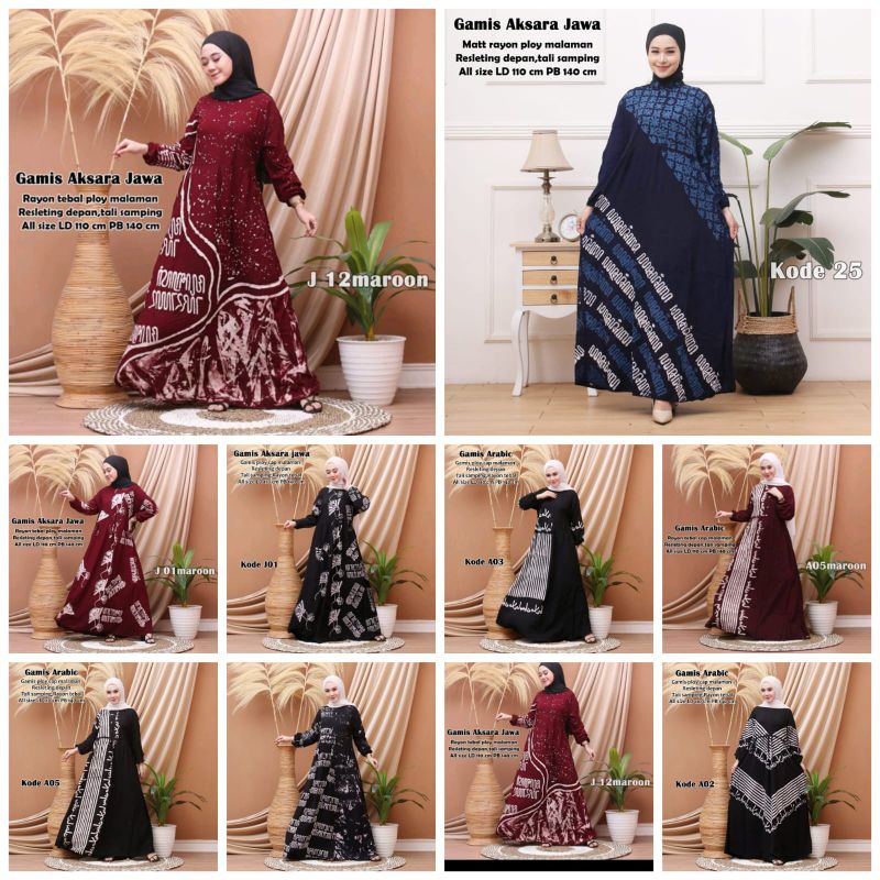 Gamis aksara jawa gamis arab gamis rayon tebal gamis malaman fashion wanita fashion muslim gamis twi