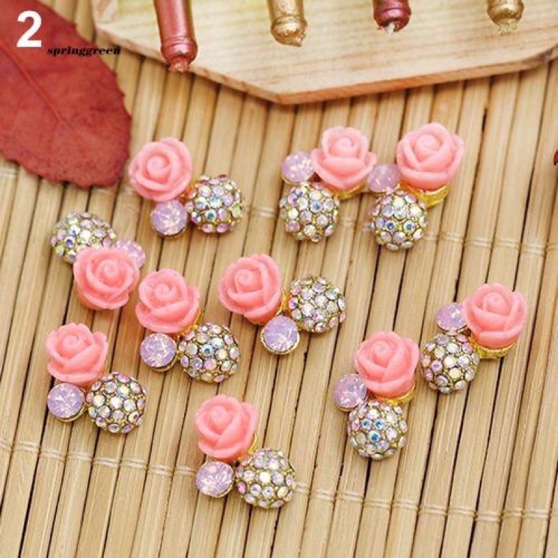 PEACH ROSE DIAMOND BOLDIS NAILART Per PCS bahan nail art kuku palsu fake nails