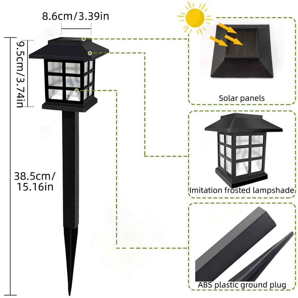 BISA COD Lampu Taman Model Tancap Dengan Tenaga Surya Warna Kuning Solar Panel Warm White Light