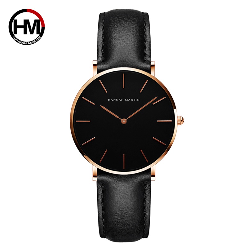 Jam Tangan Wanita Hannah Martin Leather Analog Premium Anti Air 30 Meter CH36 Free Box