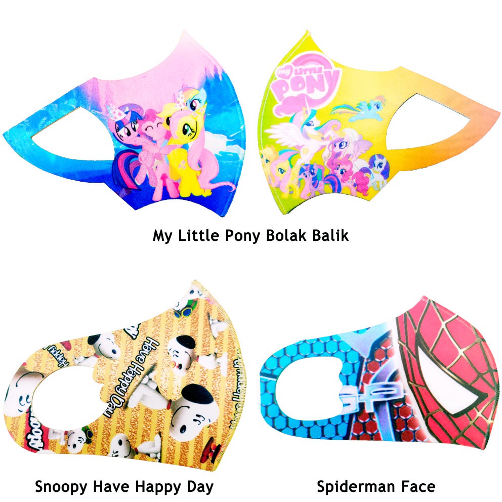 Masker Anak Scuba Premium My Little Pony Spiderman Snoopy