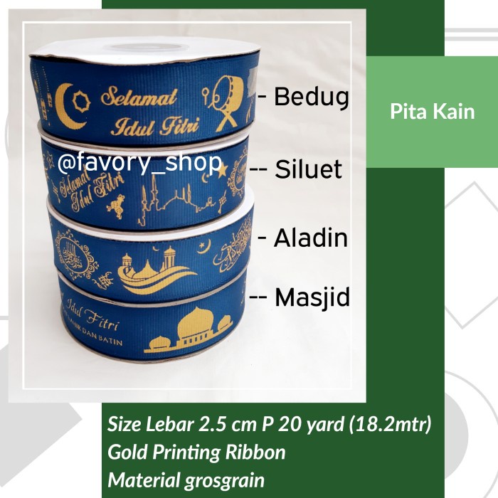 

Pita Dekorasi Lebaran / Pita Kain / Pita Grosgrain Idul Fitri 1 Roll 062