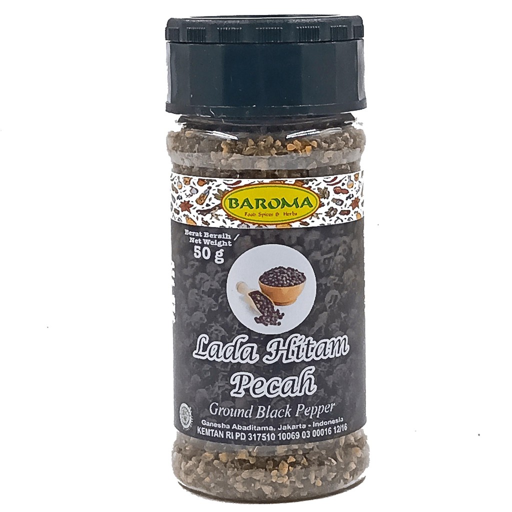 

Lada Hitam Pecah / Ground Black Pepper 50g - Baroma Bumbu Rempah