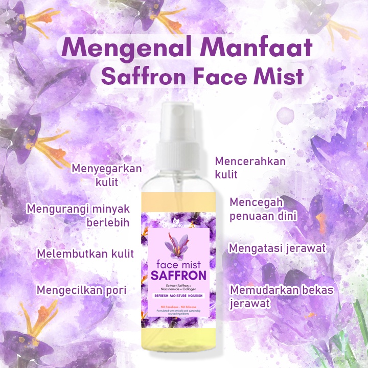 SET FACEMIST + MASKER SAFFRON ORGANIC KUMIKO AIR SAFFRON SPRAY DAN MASKER OBAT JERAWAT BPOM