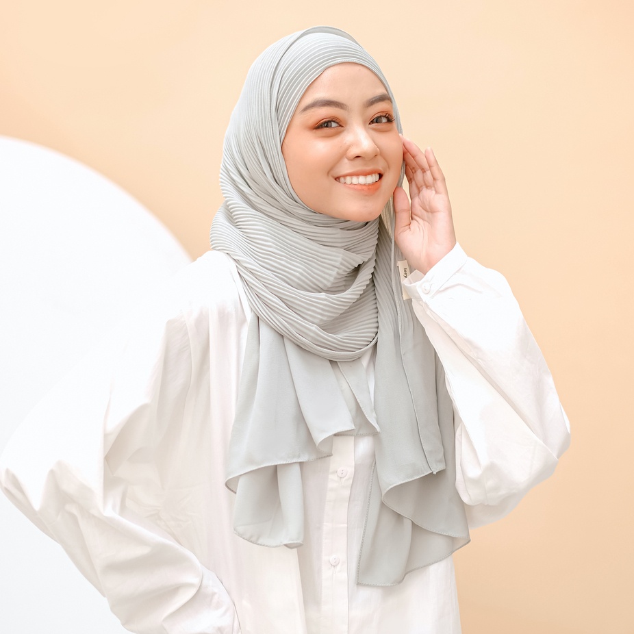 Lozy Hijab - Bawal Pleats Shawl ( Pashmina Plisket )-Soft Sage