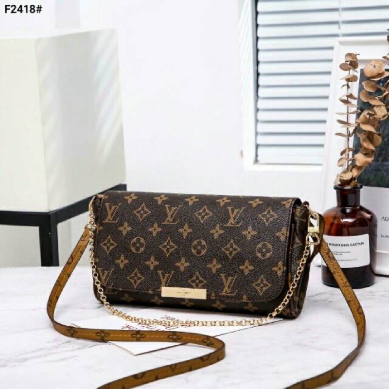 LV Favorite Chain and Leather Strap Crossbody bag