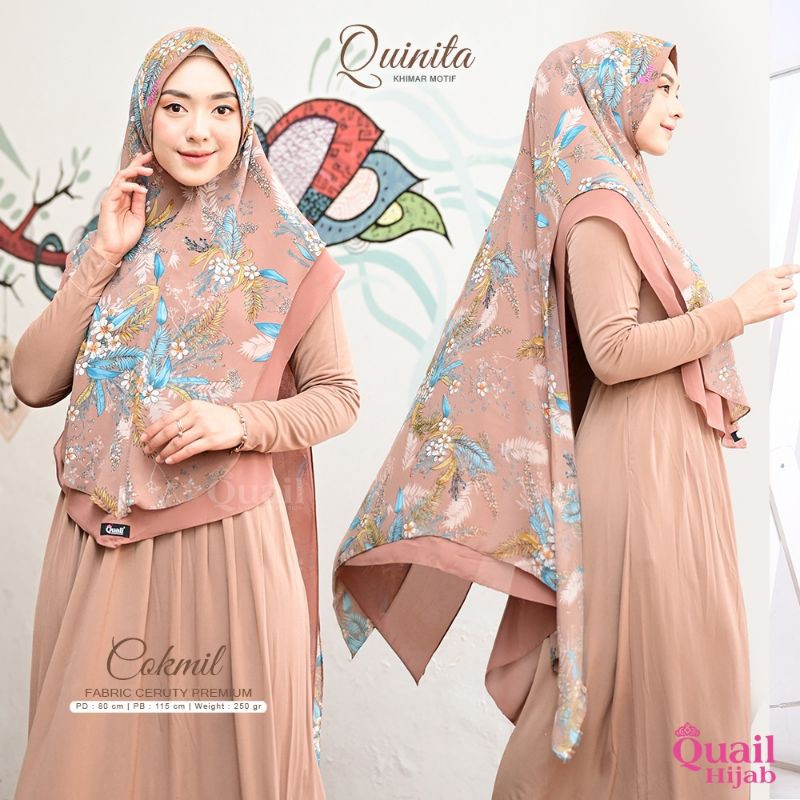 QUINITA KHIMAR MOTIF BUNGA ORI BY QUAIL HIJAB