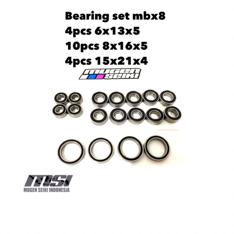 Bearing set mbx8 (4pcs 6x13x5 10pcs 8x16x5 4pcs 15x21x4)