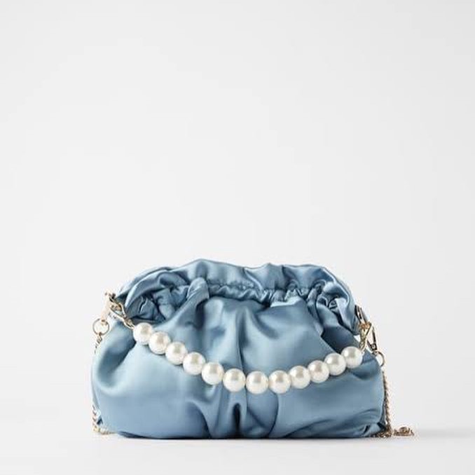 ZARA SATIN CROSSBODY BAG WITH FAUX PEARL HANDLE