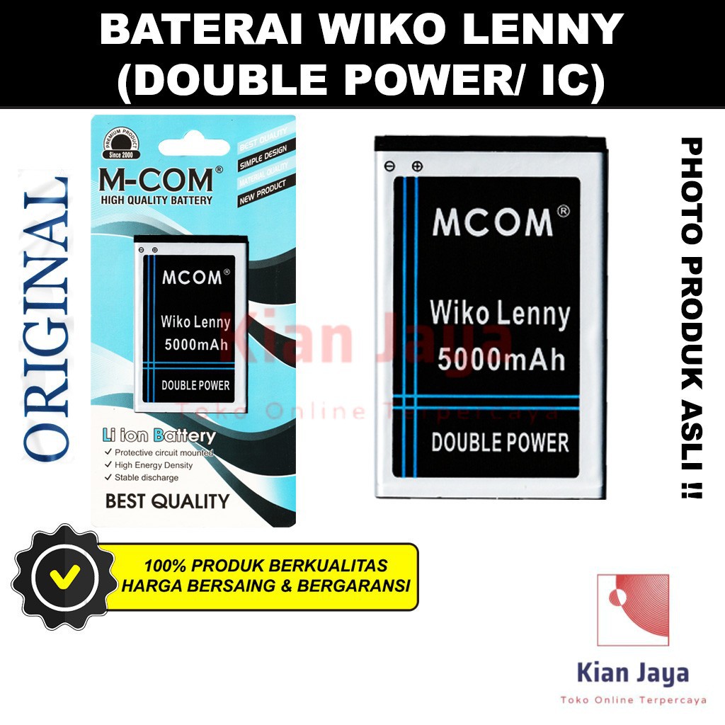 MCOM Baterai Hp Wiko Lenny Original Double Power Batre Batrai Battery Ori