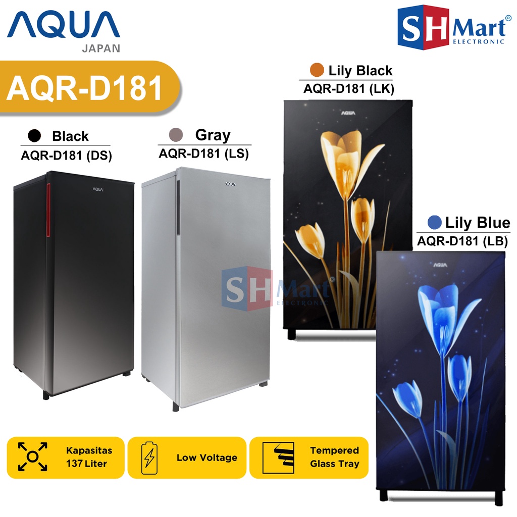 KULKAS 1 PINTU AQUA AQR-D185 / AQRD185 MDS / MSG / MSB KAPASITAS 145 LITER (MEDAN)