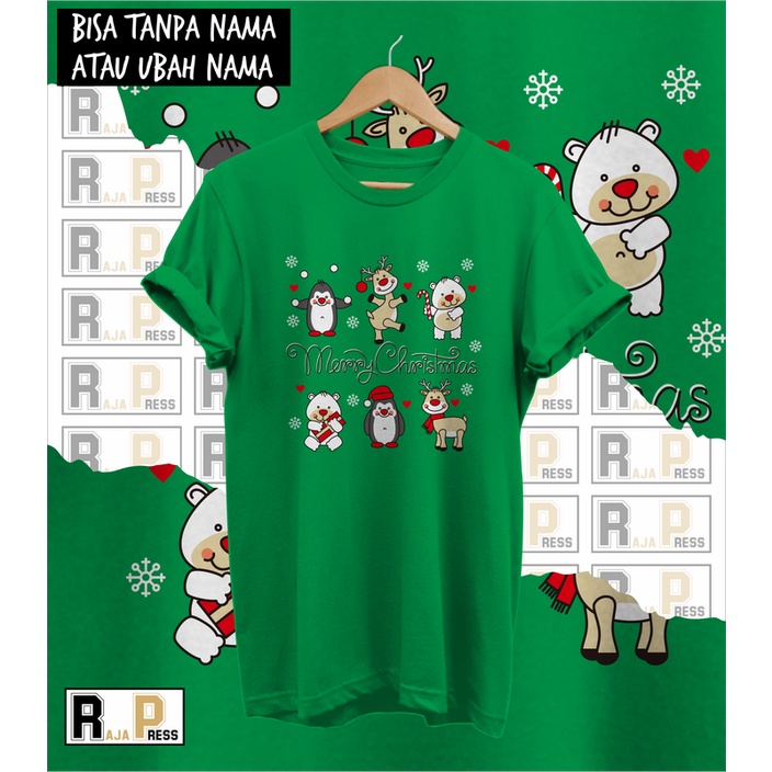 KAOS NATAL CHIBI HEWAN LUCU MERRY CHRISTMAS COMBED 30S BAJU NATAL