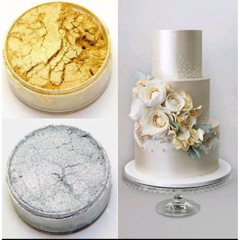 

Serbuk Emas dan silver, Gliter,Luster dust Gold silver 5 gr