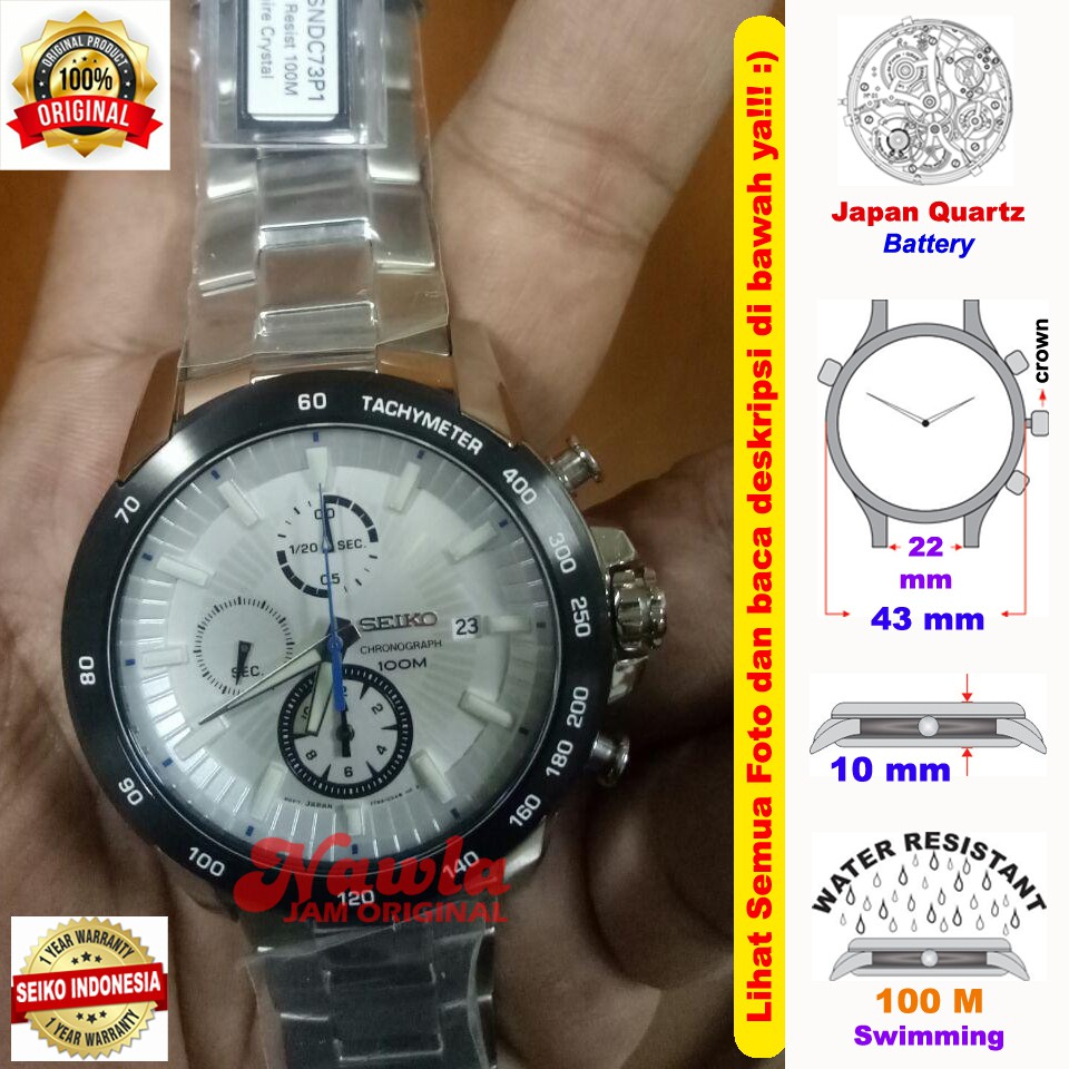 Seiko Criteria SNDC73P1 Chrono Sapphire White - Jam Tangan Pria SNDC73