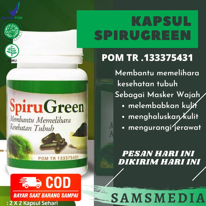 SPIRUGREEN | Kapsul Spirulina Bisa Dikonsumsi / Untuk Masker Wajah  Spirulina Terbaik - Samsmedia