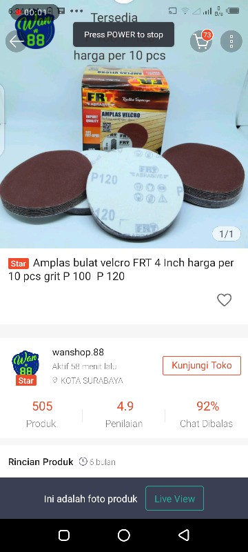 Amplas Bulat Velcro Frt 4 Inch Harga Per 10 Pcs Grit P 100  P 120