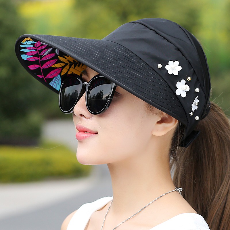 Topi Pantai Wanita Korea Kekinian Motif Bunga Golf Cap Visor Girl Fashion BEST K1