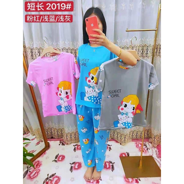 Grosir Baju Tidur Spandex Korea Stelan Dewasa CPHP 3 IN 1 CELANA PANJANG DAN CELANA PENDEK Wanita/Baby doll/Piyama/Murah