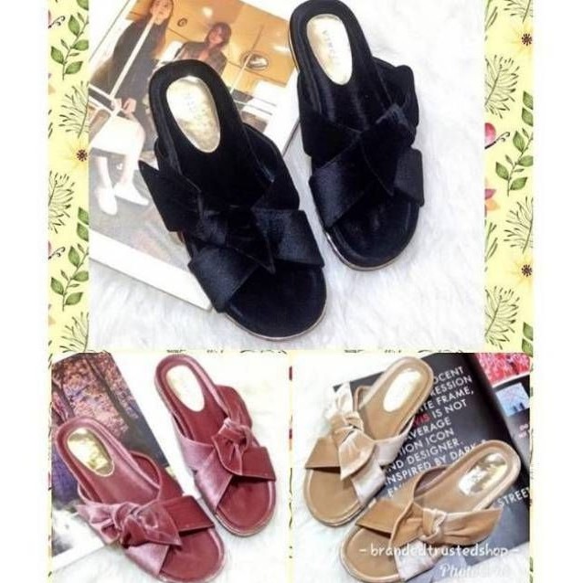 **CRAZYSALE** VINCCI ORIGINAL PINK GOLD SELOP SENDAL SANDAL SUEDE LUCU CASUAL SANTAI FLAT MURAH