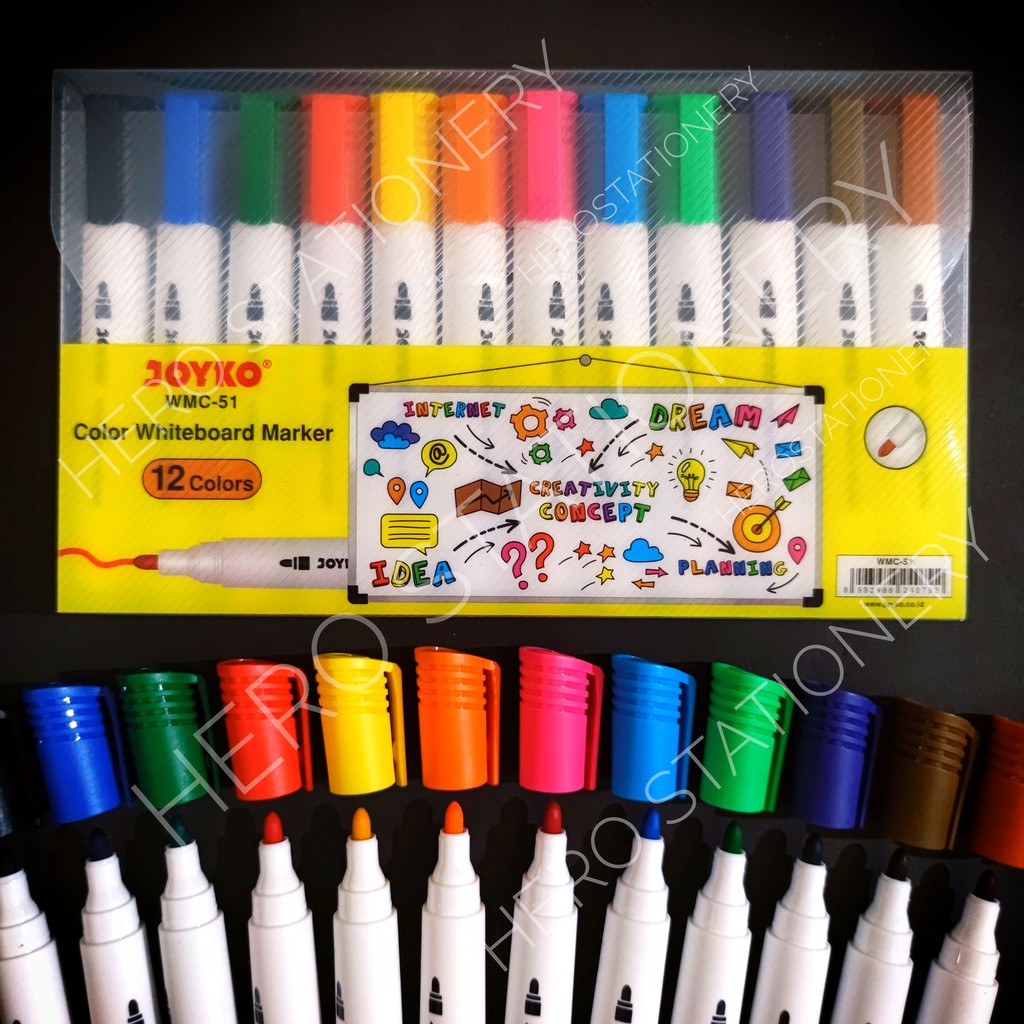

Color whiteboard marker spidol jumbo joyko set 12 warna WMC-51