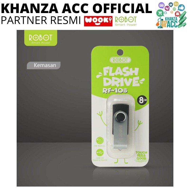 KHANZAACC Flashdisk ROBOT 8GB RF108 Rotatable U-disks USB 2.0