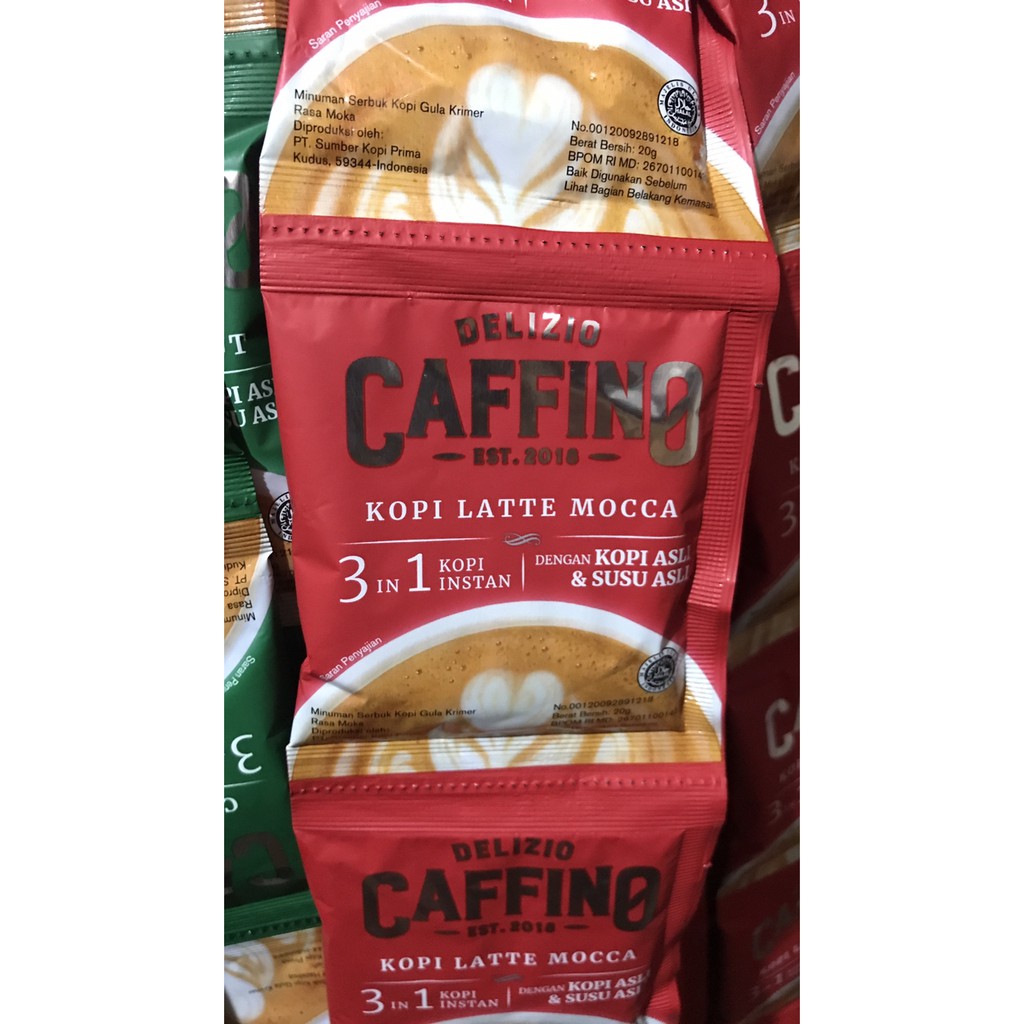 

PROMO DELIZIO CAFFINO KOPI LATTE MOCCA 3IN1 1 RENCENG 10 SACHET 20G MERAH TERMURAH