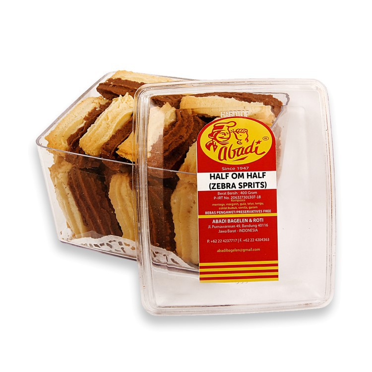 

ABADI BAGELEN HALF OM HALF ZEBRA SPRITS COOKIES BANDUNG SALE PROMO BEST SELLER HITS ORIGINAL ENAK GI