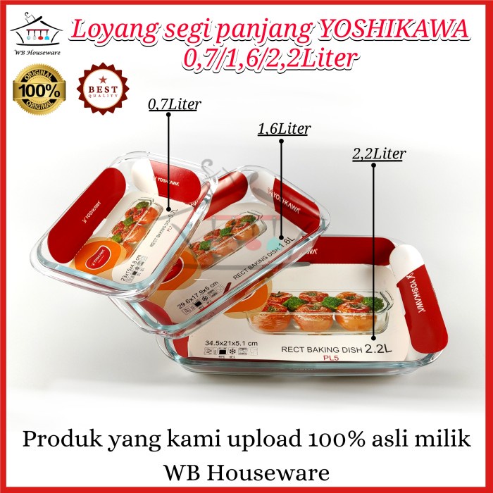 Loyang Kaca - Loyang Kaca Saji Segi Panjang Tahan Panas / Prasmanan Yoshikawa