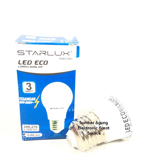 Lampu Bohlam LED 3W Cahaya Putih Merk Starlux 240 270 Lumens Garansi