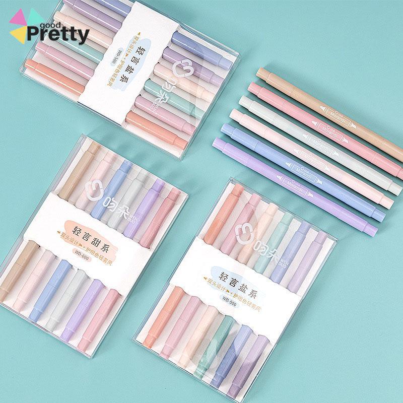 6PCS Spidol Highlighter Dua Sisi Ujung Lembut - PD