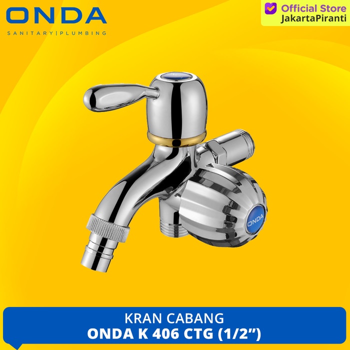 Kran cabang ONDA ukuran 1/2". Keran air untuk mesin cuci dan shower