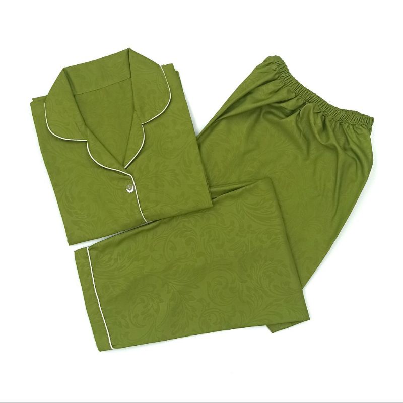 Baju Tidur Wanita / Piyama Wanita Tie Dye Set Motif Kekinian-Emboss Olive