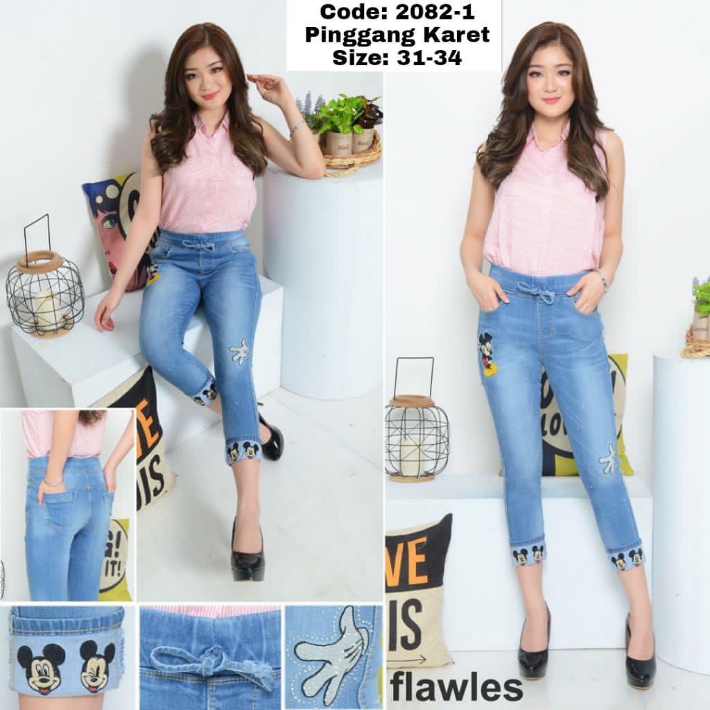 RTC / CELANA LEGGING JEANS JUMBO BORDIR MICKEY 31 - 34 / LEGGING JEANS PREMIUM / LEGGING JEANS JUMBO