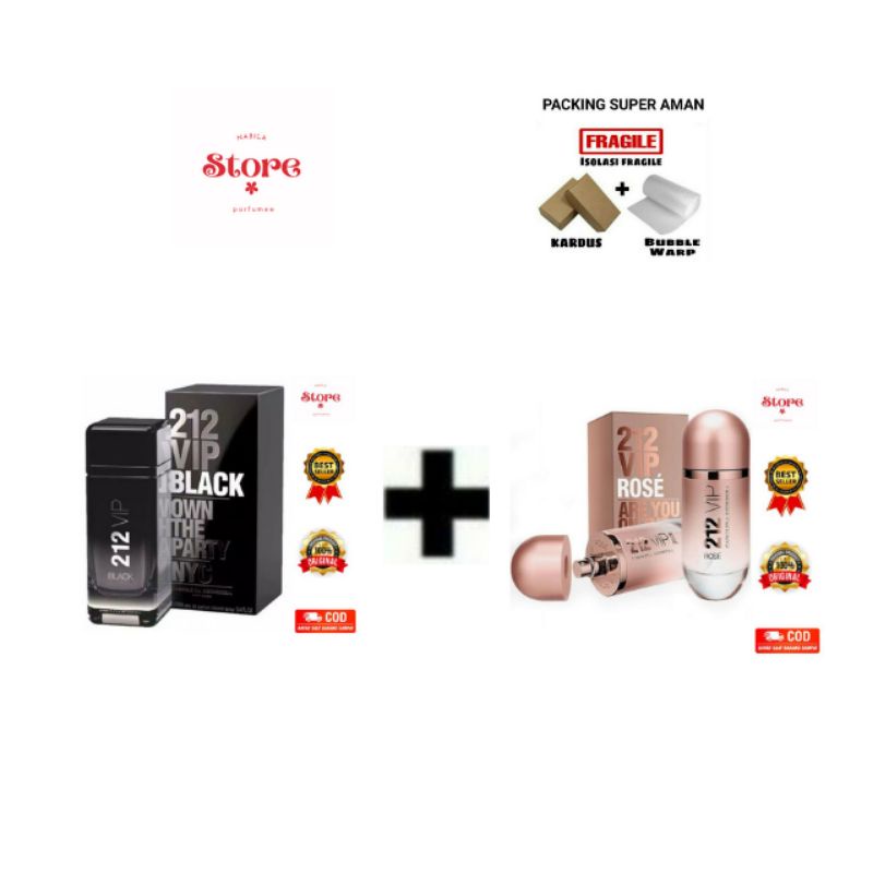 paket parfum pria wanita 212 VIP black+212 VIP rose
