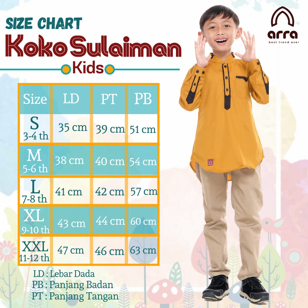 Arra Sulaiman Baju Koko Anak Laki Laki Lengan Panjang Bahan Toyobo Premium Size S M L XL XXL Warna Maroon , Mustard , Coklat , Navy , Hitam (Grosirbajukoko)