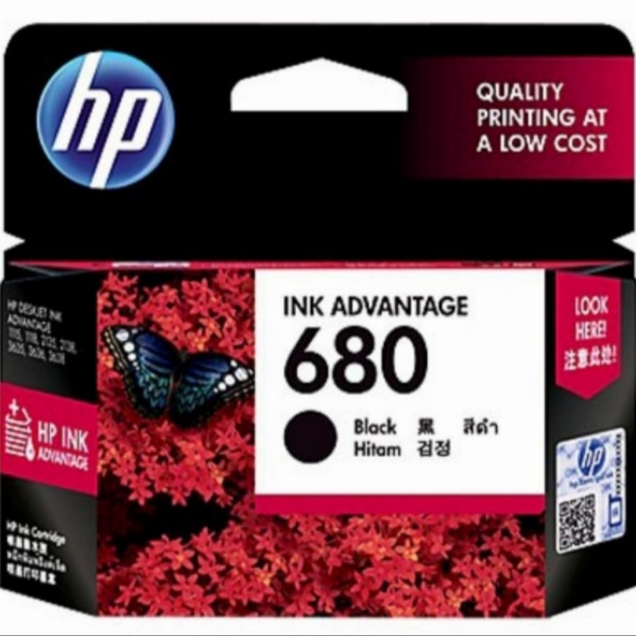 HP ink Catridge 680 Black Colours | Hitam Warna Advantage Tinta Printer Deskjet 1100, 2100, 2600, 3600, 3700, 3800, 4500, 4600, 5070, 5080, 5200 Series All-in-One Printer -Geniune Product