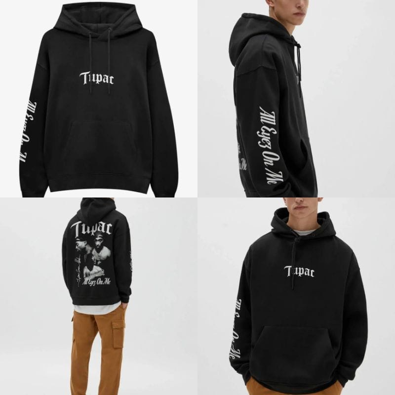 Idola Pashion - Jaket Hoodie Pull And Bear Tupac Motip Pullprint Bahan Tebal Gramasi 280