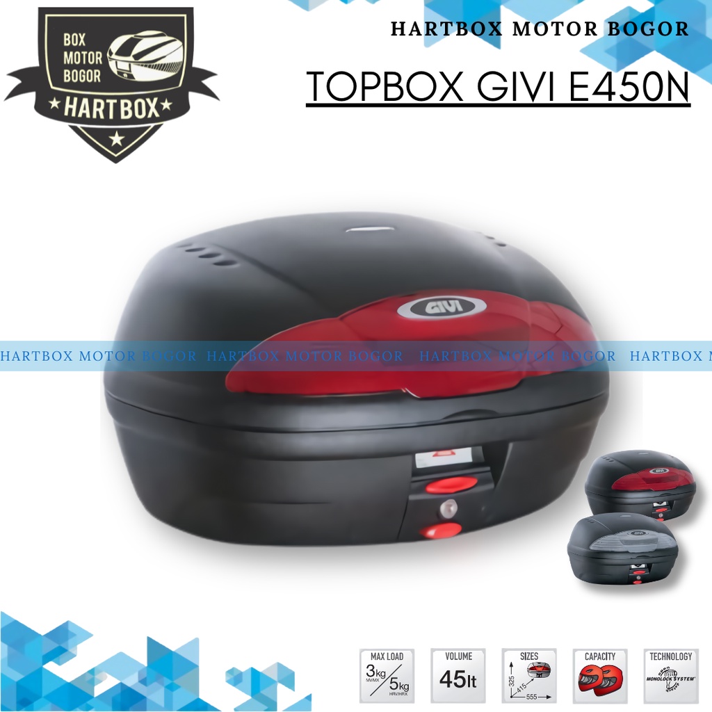 TopBox Givi E450N Mika Merah | Box Motor Givi E45 cocok untuk Nmax CB Aerox Verza