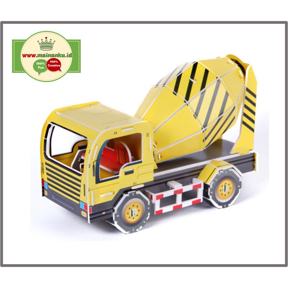 Puzzle 3D | MIXER TRUCK | Truk Molen | Mainan DIY Construction MS-B013