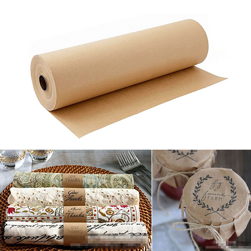 30m Gulungan Kertas Kraft Coklat Vintage Untuk Bungkus Kado / Dekorasi Pesta Pernikahan / Ulang Tahun