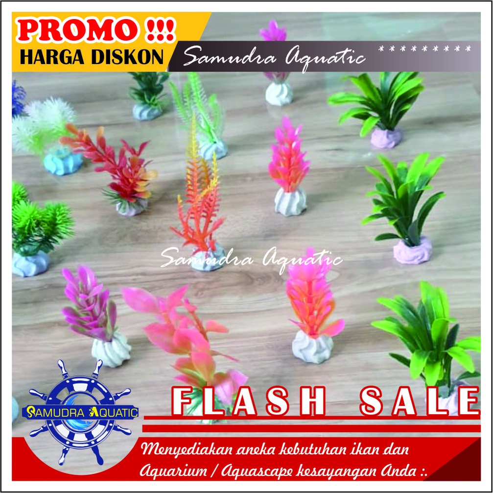 Tanaman Hias Aquarium 10 CM (CAMPUR), Hiasan Bunga Plastik Aquarium Aquascape