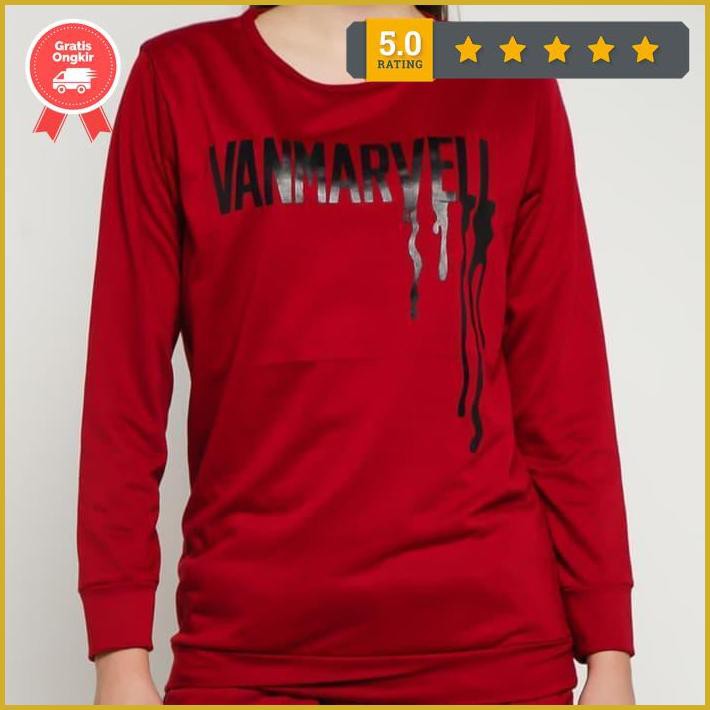 Vm Setelan Training Wanita Baju Senam Jumbo - M, Merah Premium