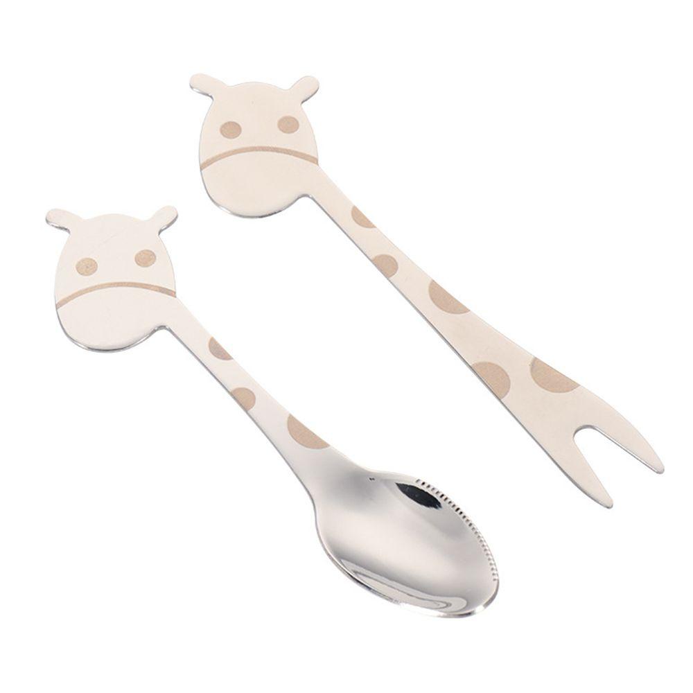 Solighter 4Pcs Sendok Garpu Mini Bahan Stainless Steel Untuk Kue / Dessert / Buah / Sayuran