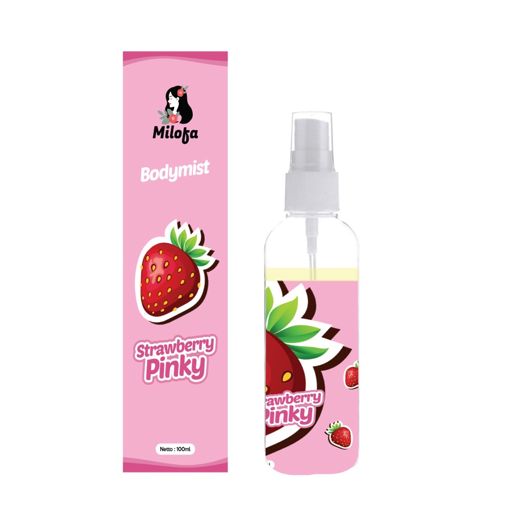 GEN - [BPOM] Parfum Body Mist Milofa Strawberry Pinky 100ml Premium / Parfum Strawberry Pinky 100ml Best Seller / Parfum Wanita Wangi Tahan Lama