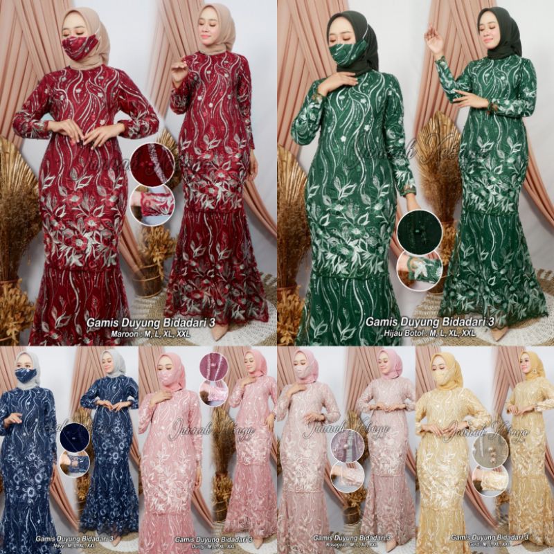 Setelan semi gamis umbrela tille brokat / setelan semi gamis tille brukat terbaru /baju pesta modern