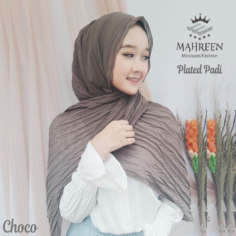 Tanpa Garis tengah pashmina plisket padi prisket padi  uk 180*75 zigzag ceruty babydoll